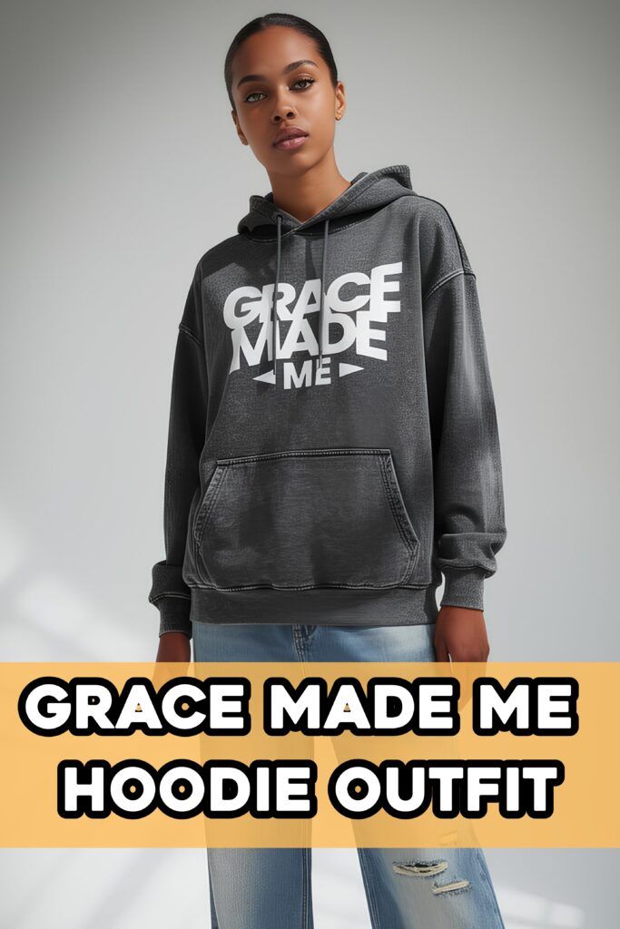 Christian streetwear hoodie with Grace Made Me faith-based message