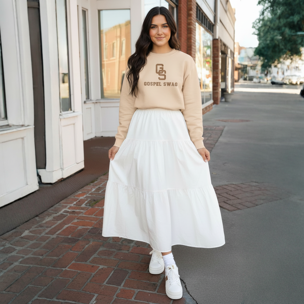 Basic comfy church outfit for women featuring Gospel Swag sweatshirt